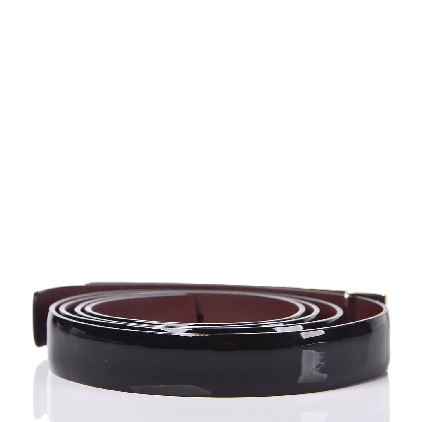 Patent Calfskin Logo Skinny Belt 95 38 Black