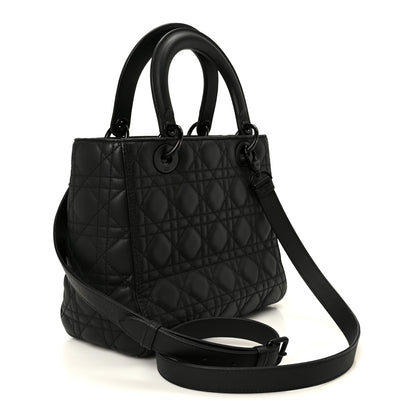 Christian Dior Ultra Matte Calfskin Cannage Medium Lady Dior Black 3 of 10
