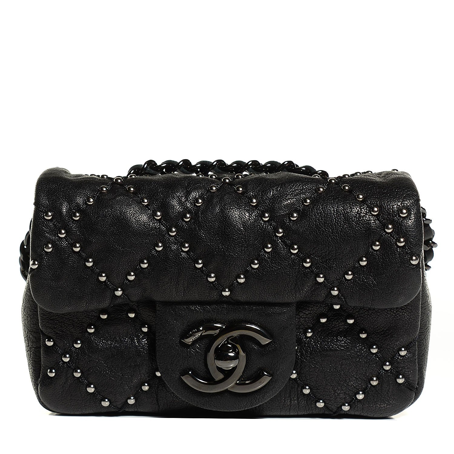 Chanel Lambskin Studded Metal Beauty Mini Flap Black 1 of 14