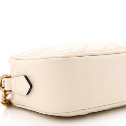 Gucci Calfskin Matelasse Mini GG Marmont Chain Shoulder Bag White 9 of 10