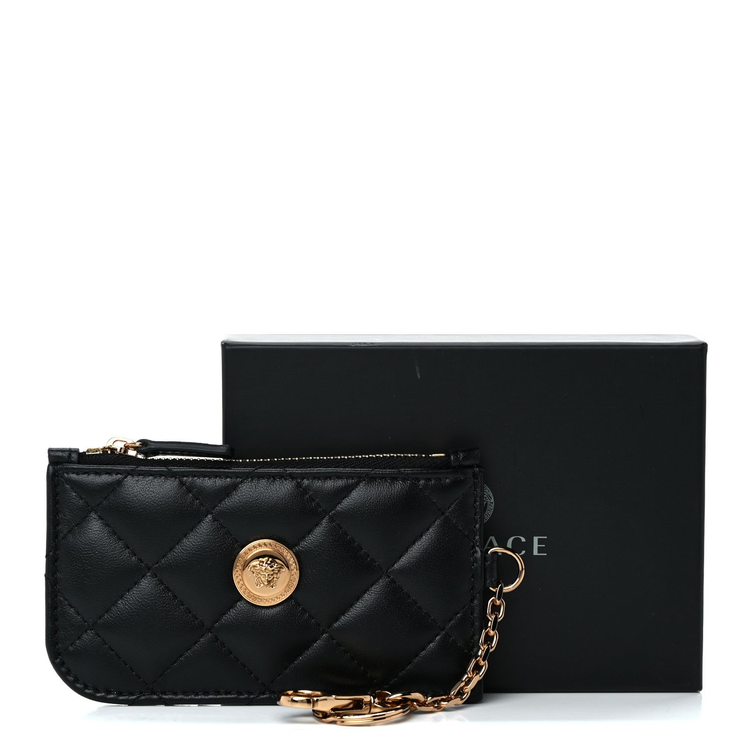 Versace Nappa Quilted Tribute Key Pouch Black 7 of 7