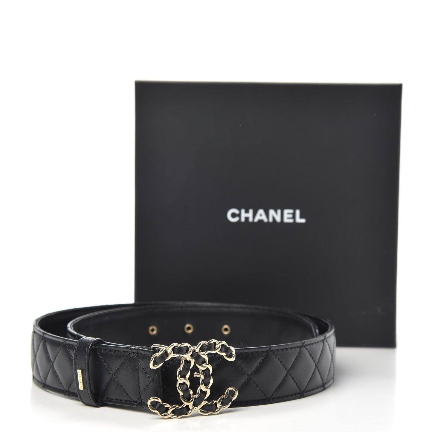 Lambskin Quilted CC Chain Belt 85 34 Black