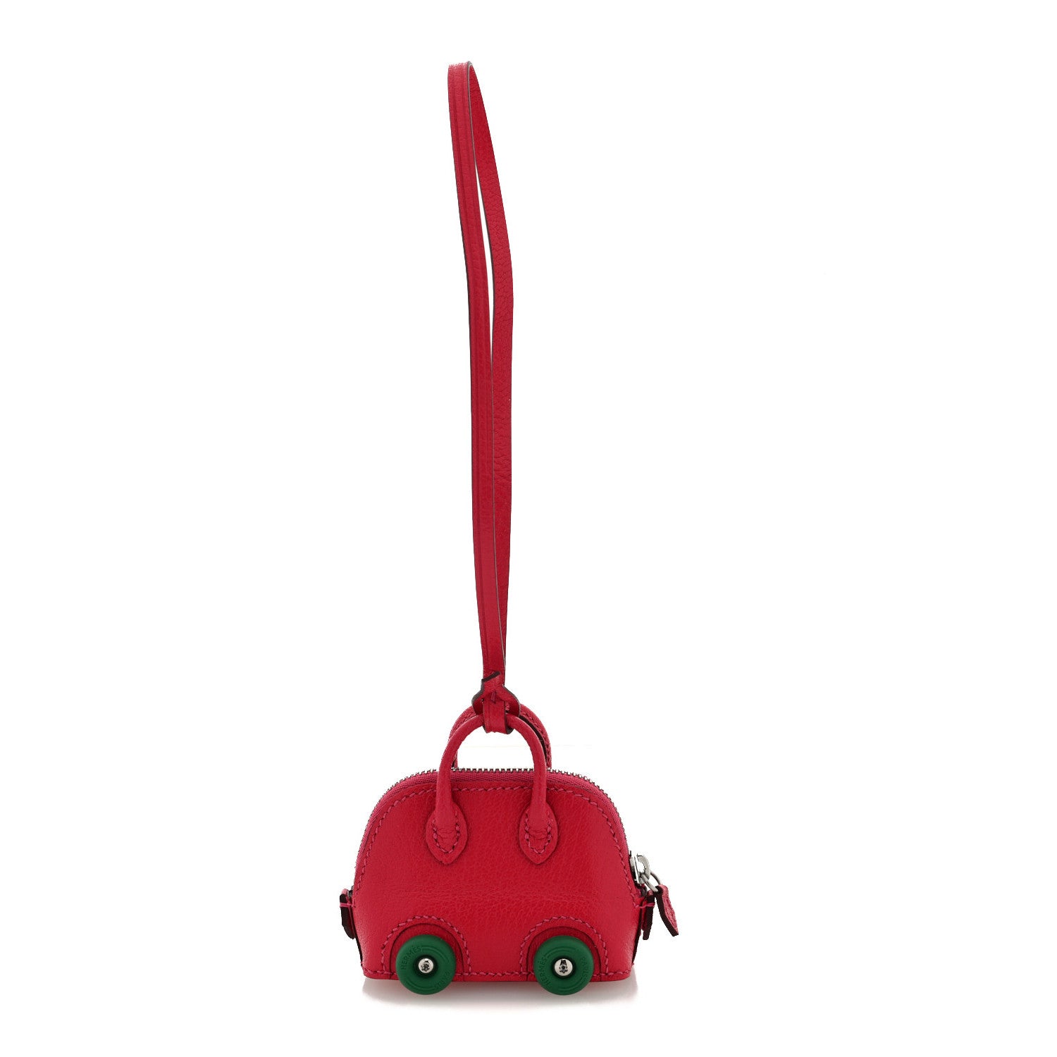 Hermes Chevre Chamkila Bolide On Wheels Bag Charm Rose Extreme Vert Vertigo 1 of 5