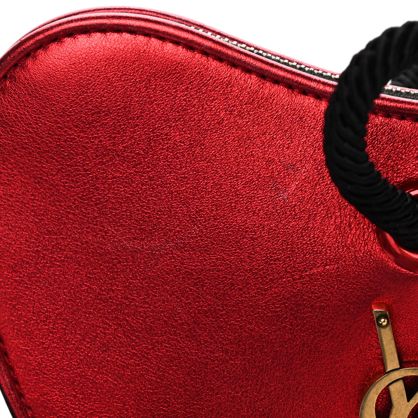 Metallic Calfskin Heart Clutch Rouge