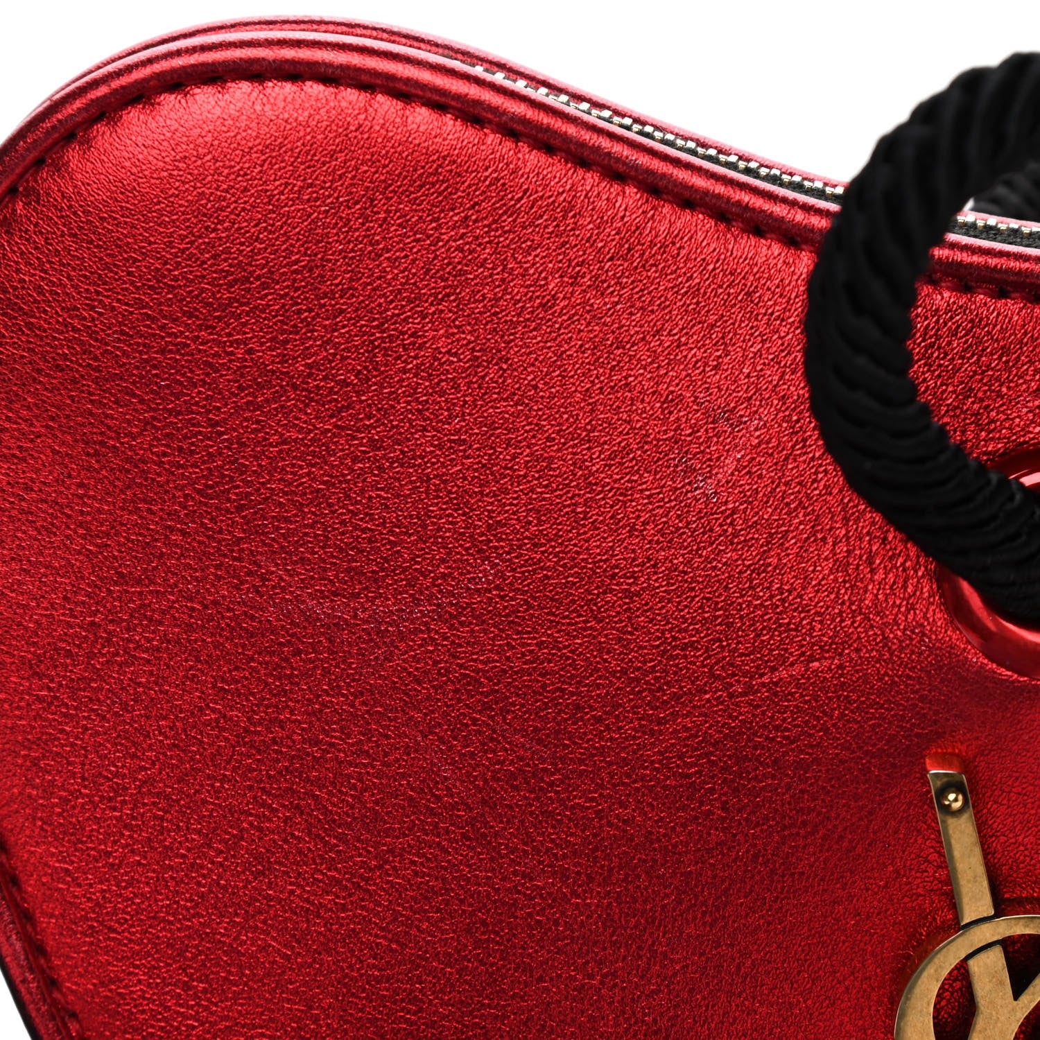 Saint Laurent Metallic Calfskin Heart Clutch Rouge 10 of 10