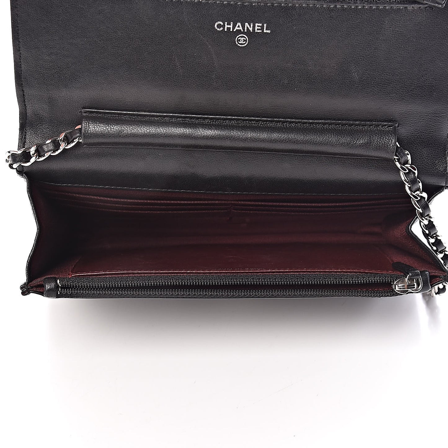 Lambskin Quilted Wallet On Chain WOC Black