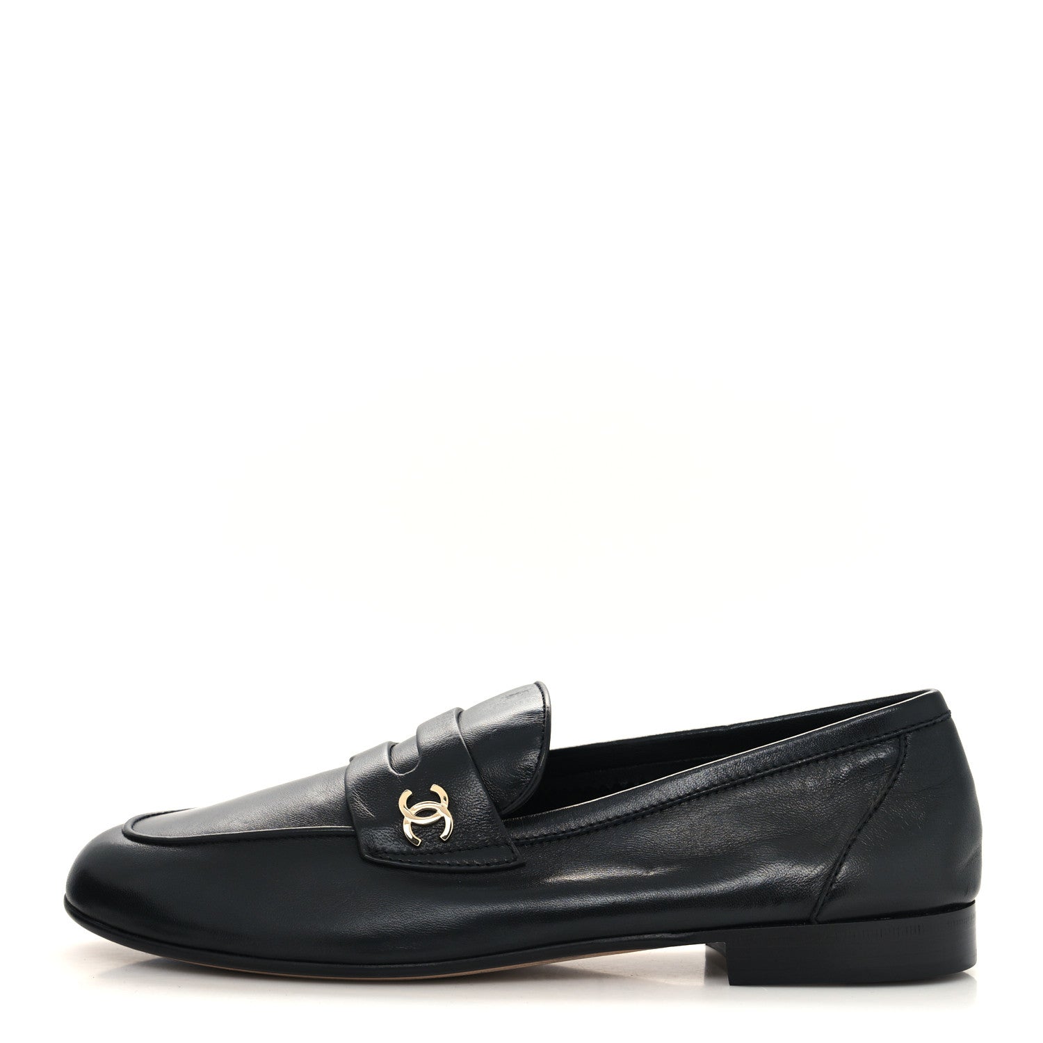 Chanel Lambskin CC Mocassin Loafers 39.5 Black 1 of 8