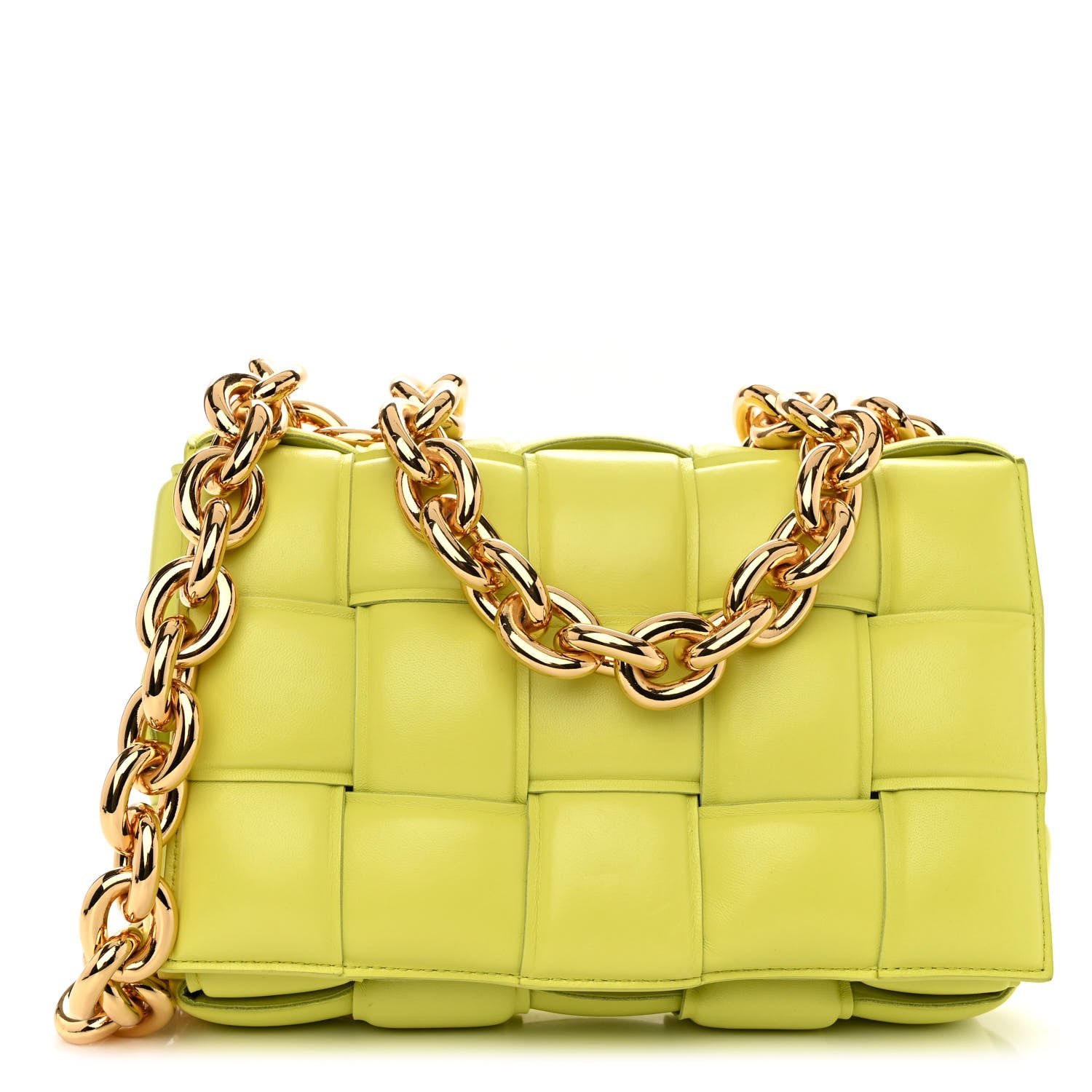 Bottega Veneta Lambskin Maxi Intreccio Padded Chain Cassette Crossbody Bag Kiwi 1 of 8