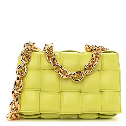 Bottega Veneta Lambskin Maxi Intreccio Padded Chain Cassette Crossbody Bag Kiwi 1 of 8