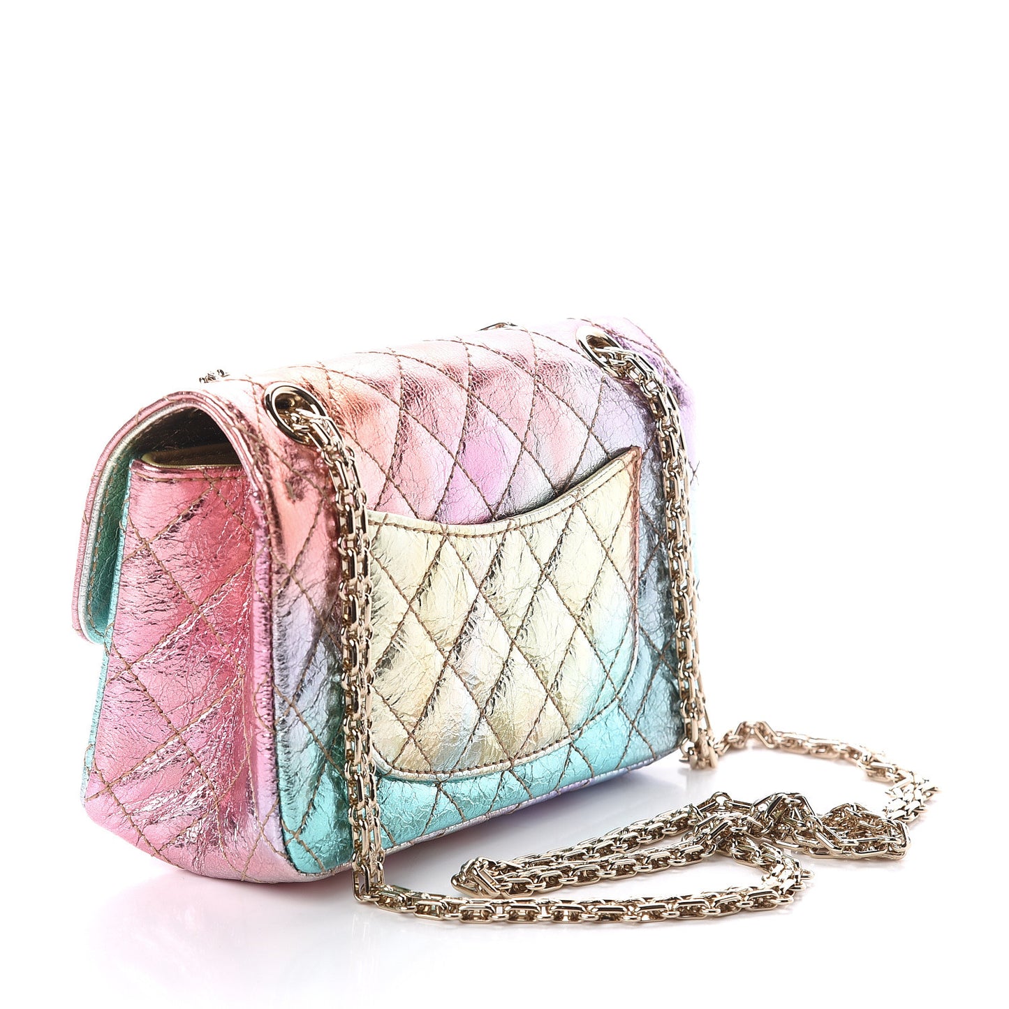 Metallic Goatskin Quilted Mini 2.55 Reissue Flap Multicolor