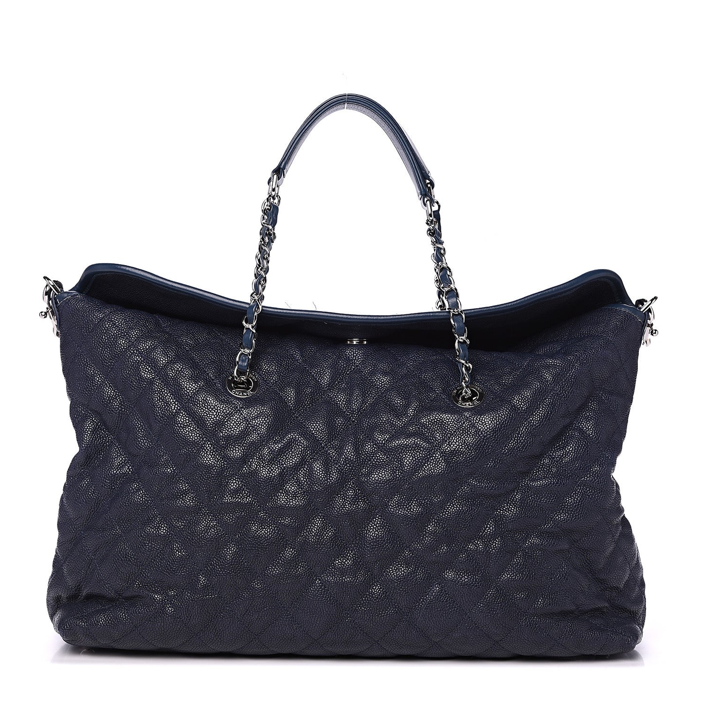 Caviar Quilted French Riviera Shoulder Bag Dark Navy Blue