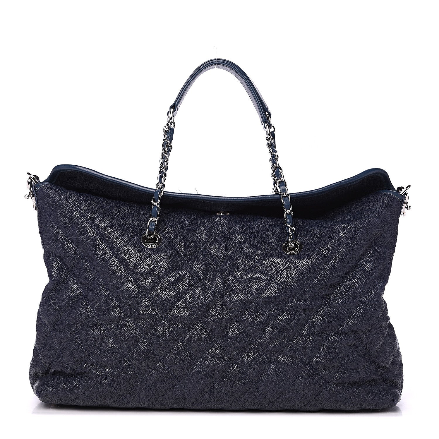 Chanel Caviar Quilted French Riviera Shoulder Bag Dark Navy Blue 1 of 13