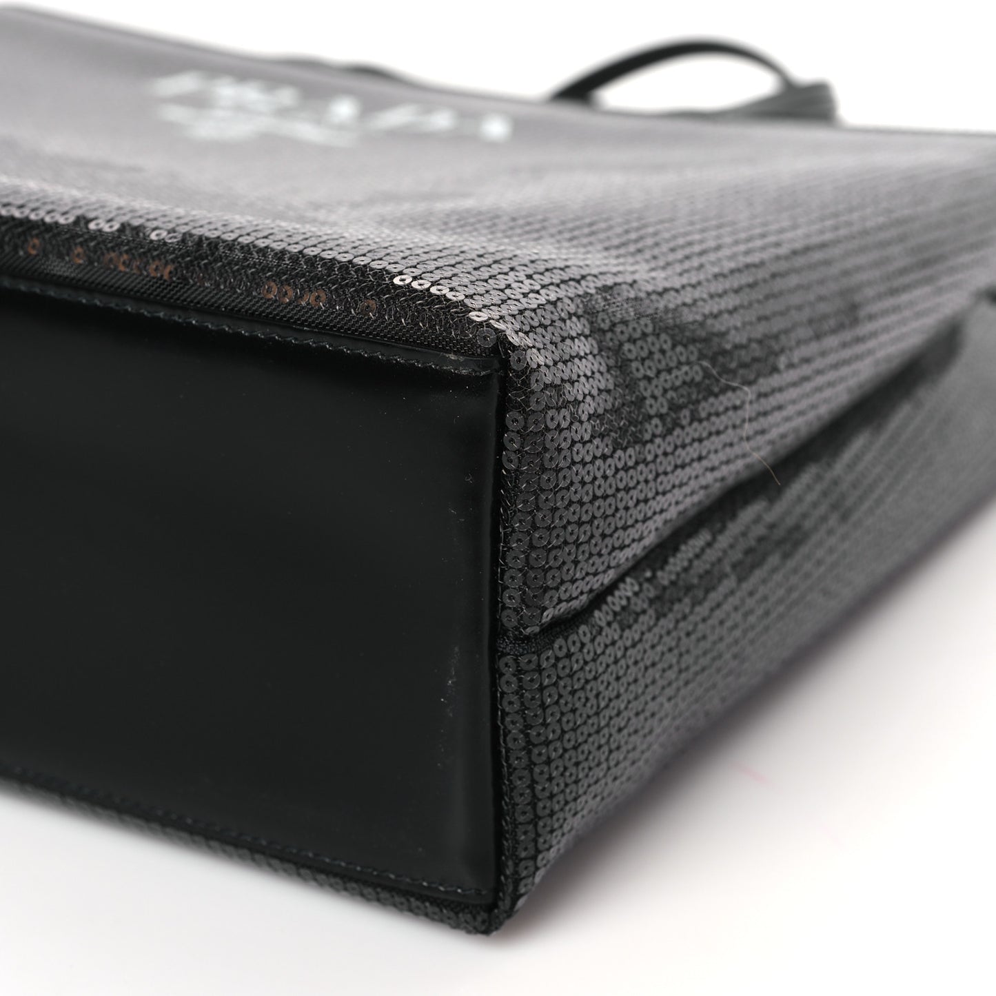 Mesh Sequin Spazzolato Logo Tote Black