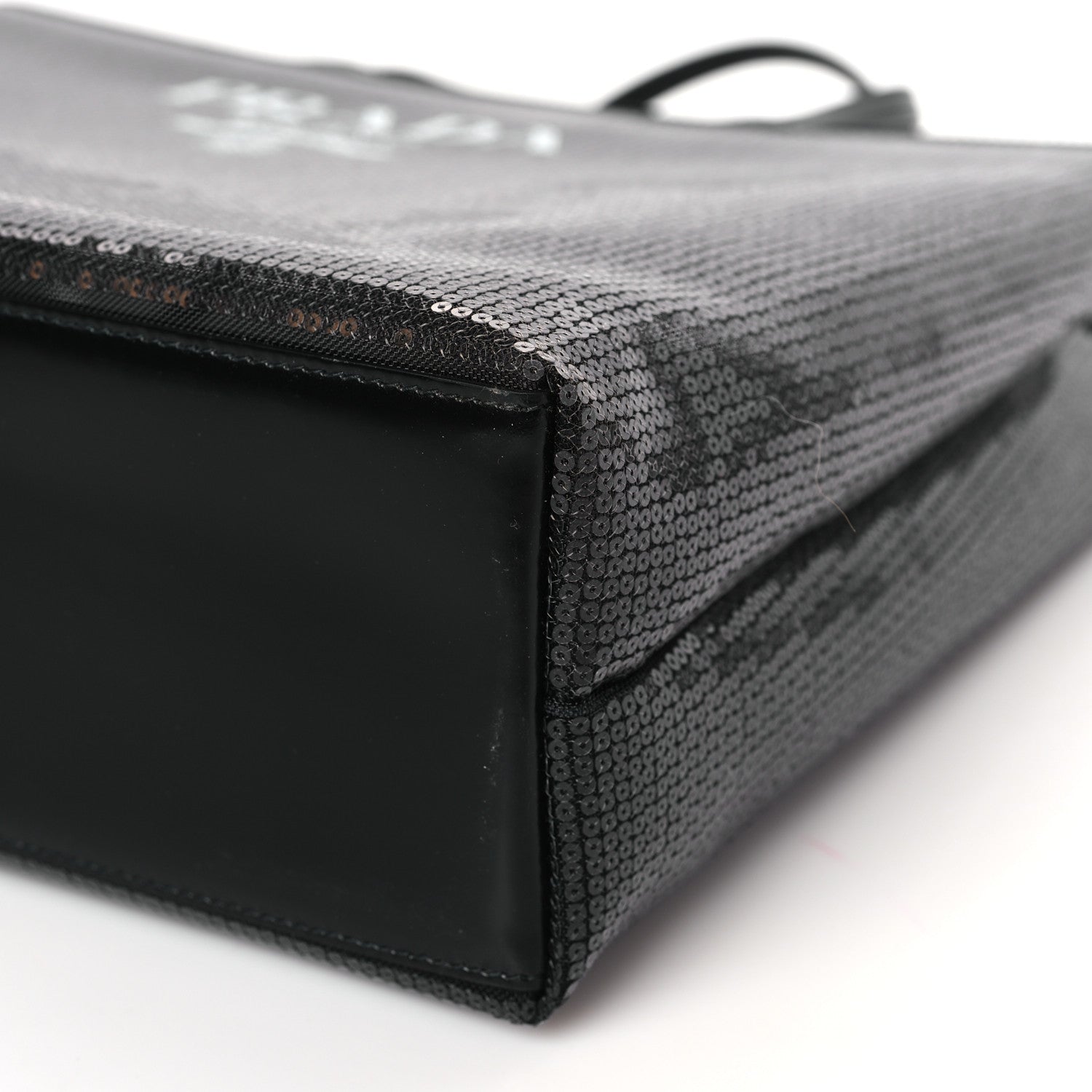 Prada Mesh Sequin Spazzolato Logo Tote Black 10 of 10