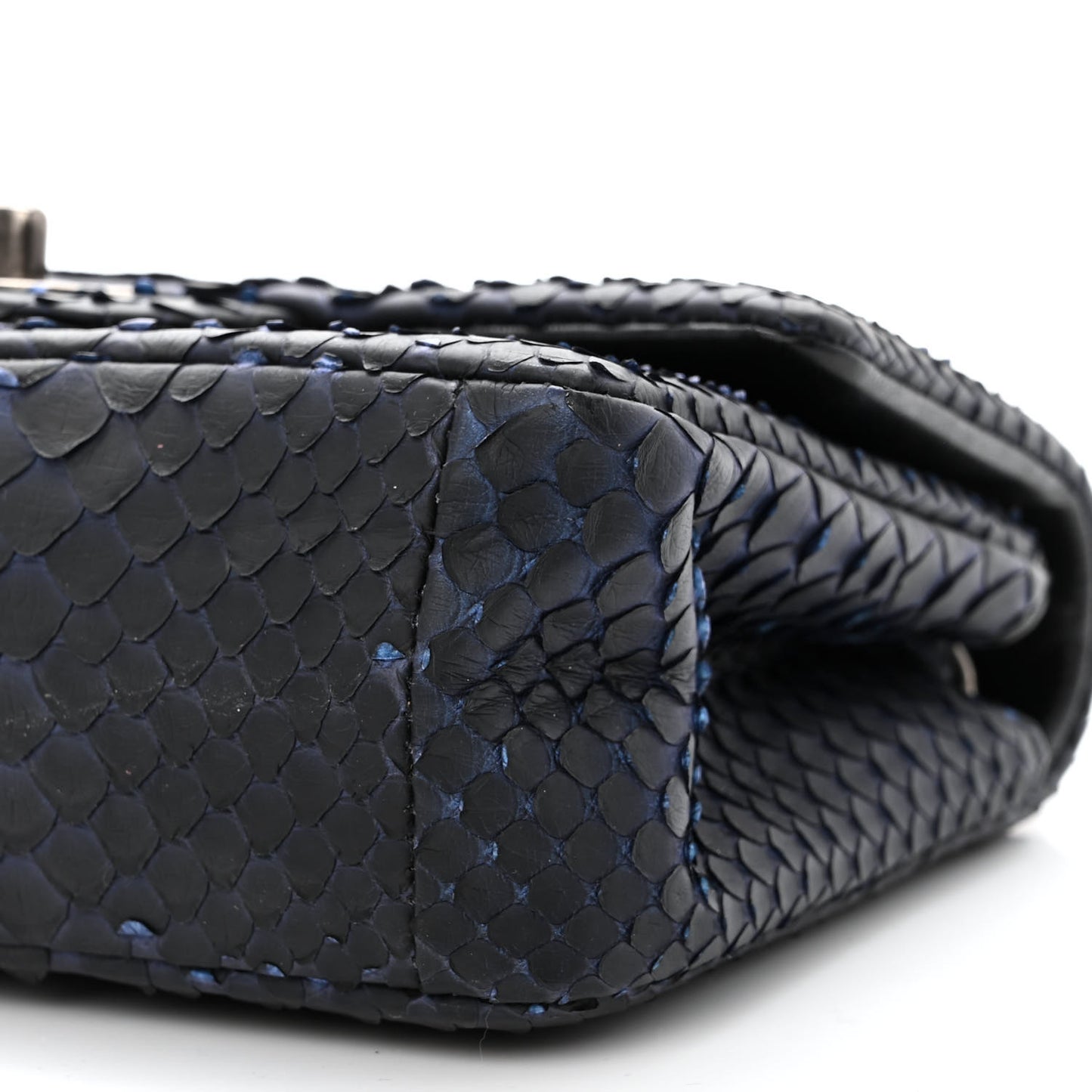 Snakeskin Mini Rectangular Flap Dark Blue