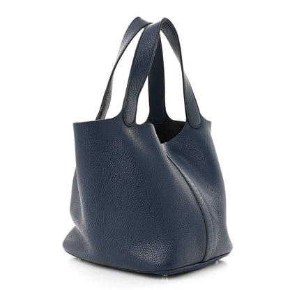 Hermes Taurillon Clemence Picotin Lock 22 MM Bleu De Prusse 3 of 10