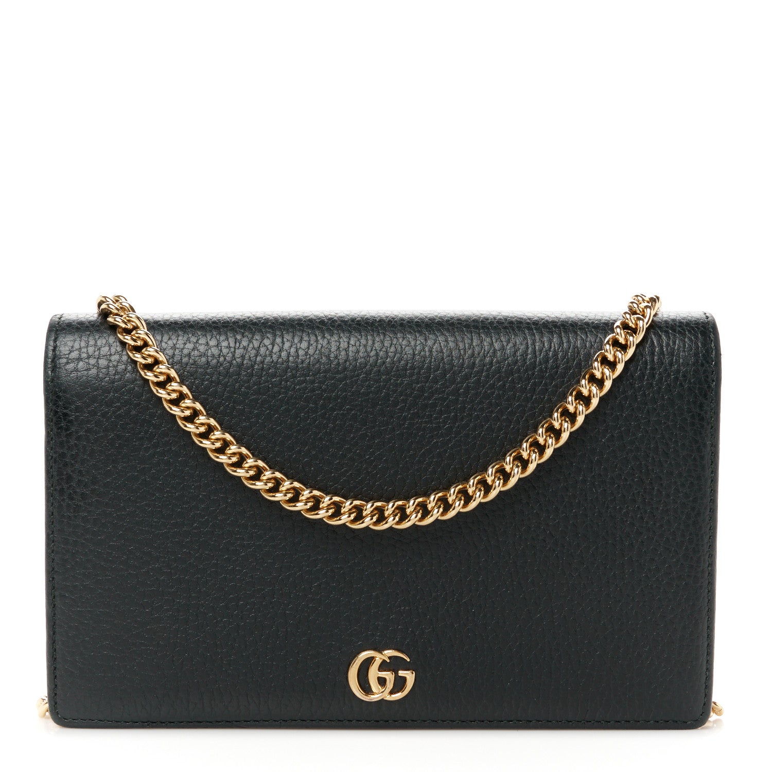 Gucci Calfskin Mini GG Marmont Chain Wallet Black 1 of 10