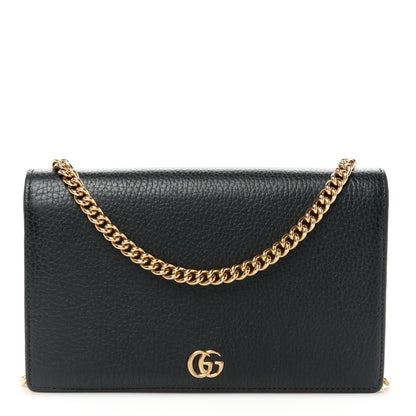 Gucci Calfskin Mini GG Marmont Chain Wallet Black 1 of 10