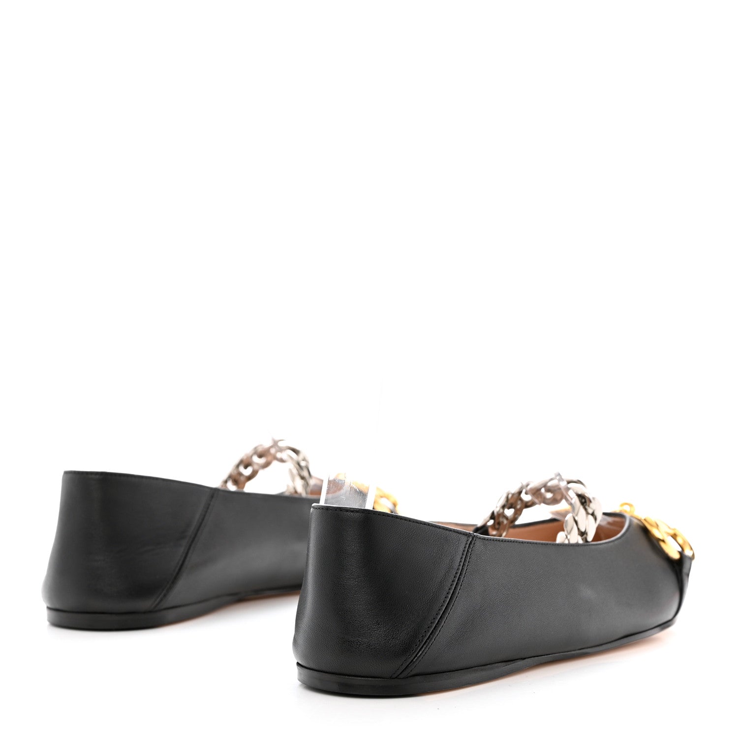 Gucci Nappa Lumiere Deva Horsebit Chain Embellished Flats 38.5 Black 4 of 9