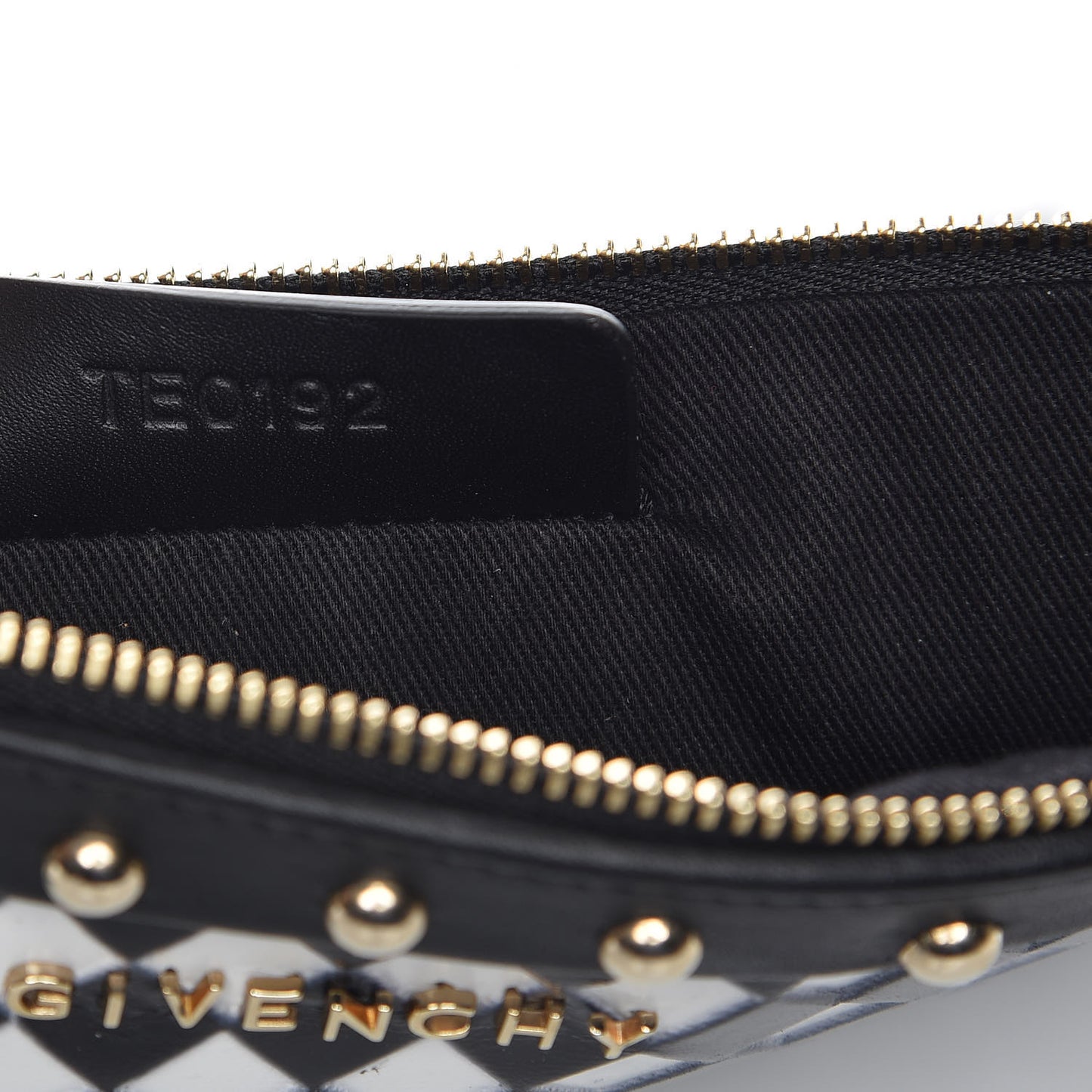 Lambskin Medium Zip Pouch Black White