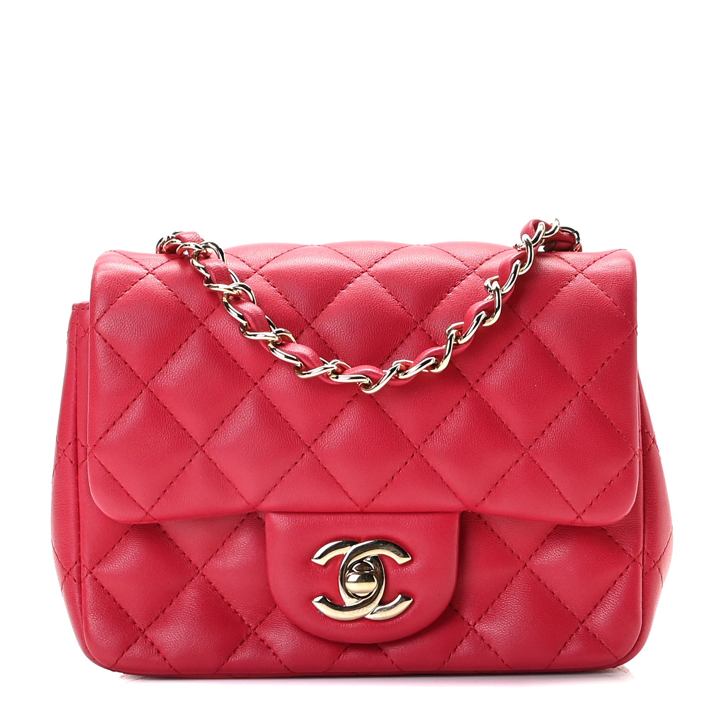 Lambskin Quilted Mini Square Flap Pink