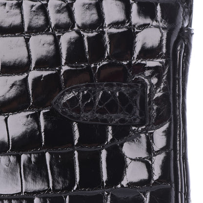 Hermes Shiny Niloticus Crocodile Birkin 25 Black 9 of 37