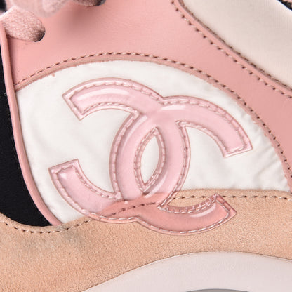 Chanel Nylon Lambskin Suede Calfskin CC Sneakers 38.5 Pink 11 of 12