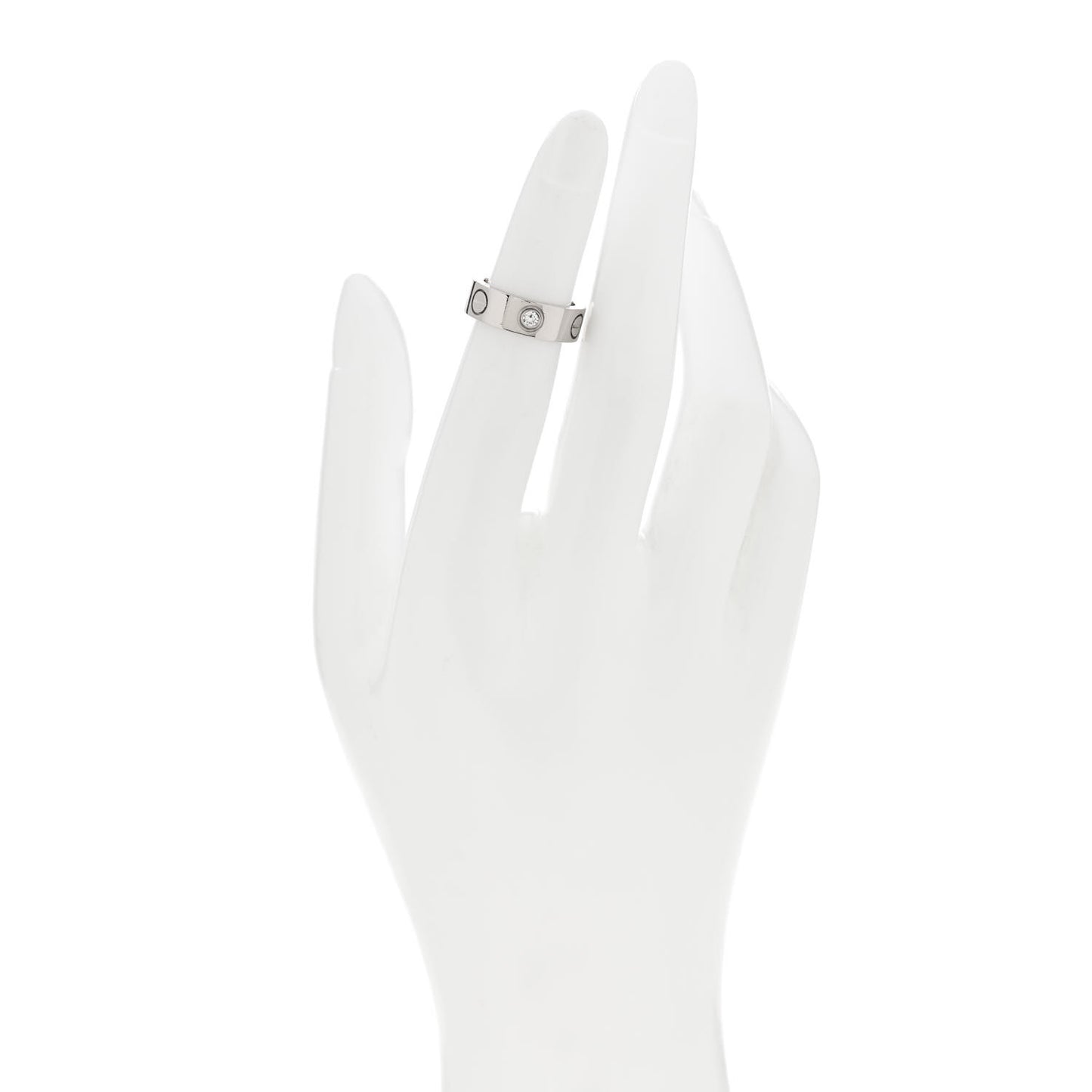 18K White Gold 3 Diamond 5.5mm LOVE Ring 46 3.75