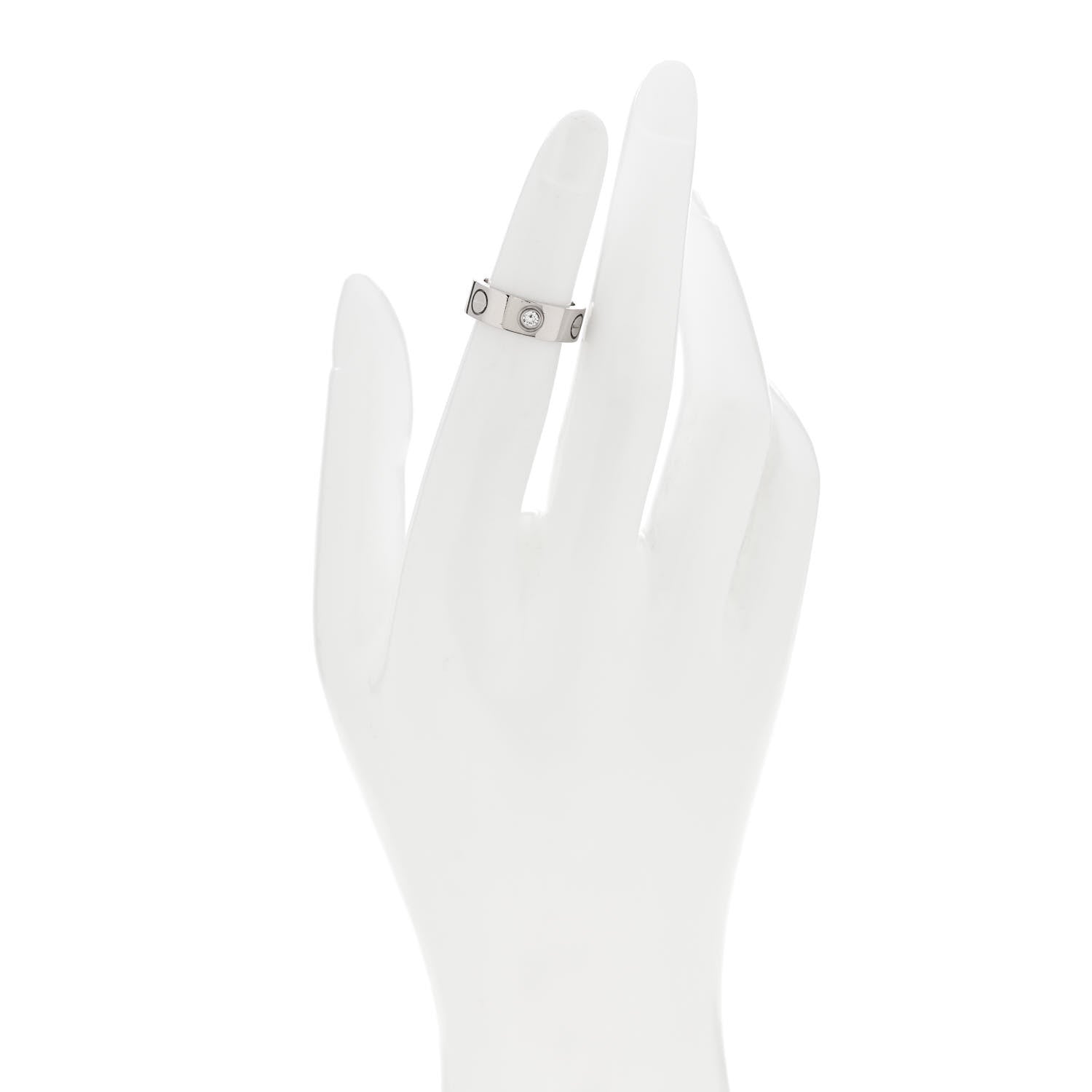 Cartier 18K White Gold 3 Diamond 5.5mm LOVE Ring 46 3.75 2 of 4