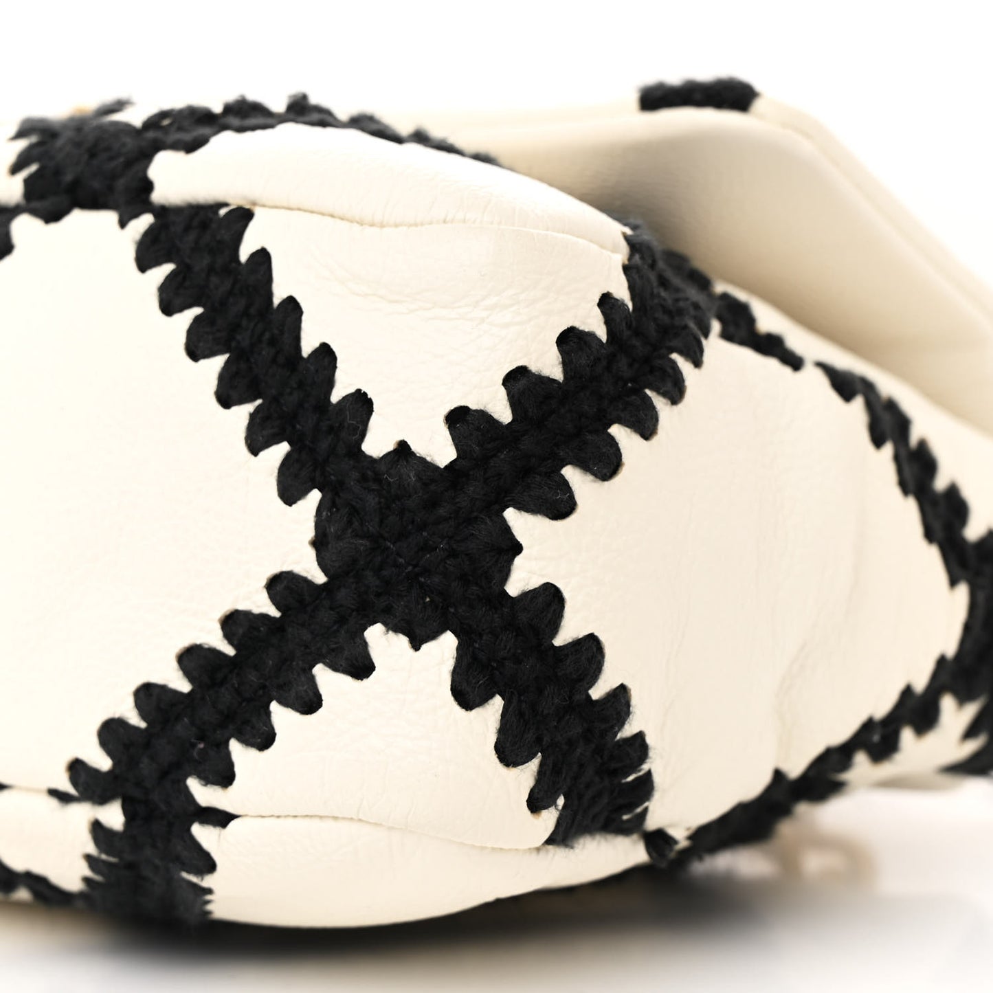 Calfskin Crochet Medium Chanel 19 Flap White Black