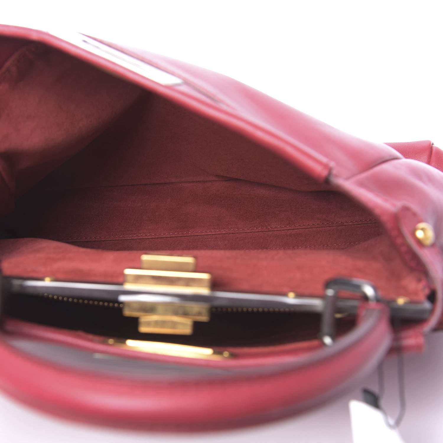 Fendi Vitello Suede Medium Peekaboo Iconic Satchel Rubino Peonia 6 of 14