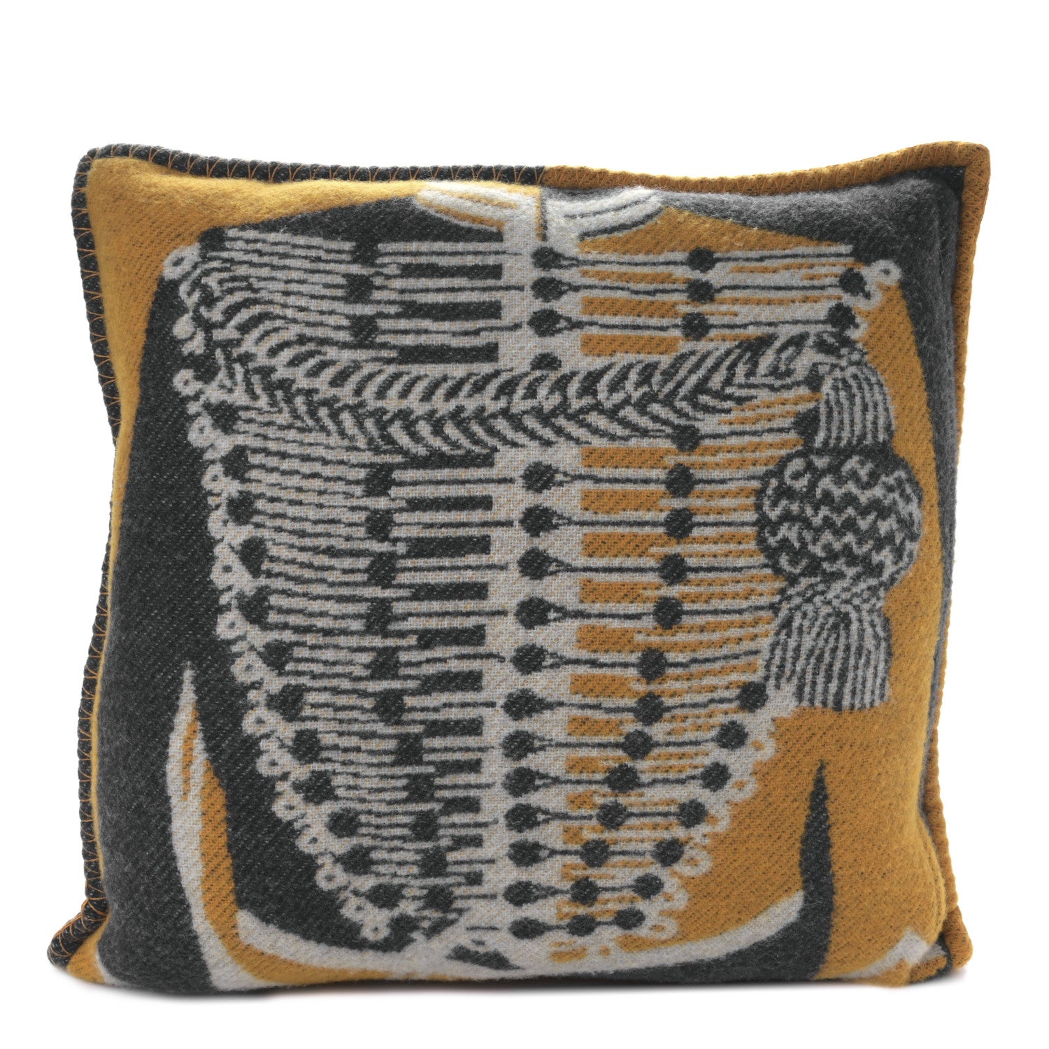 Hermes Wool Cashmere Brandebourgs Pillow Ambre Anthracite 1 of 3