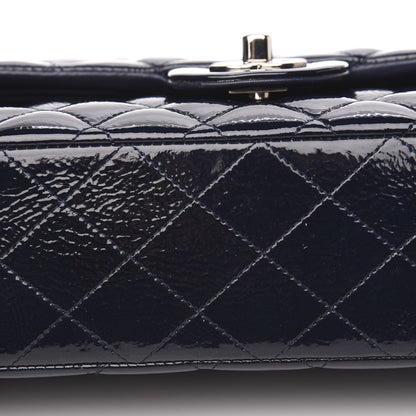 Chanel Distressed Patent Quilted Medium Double Flap Navy 11 of 15