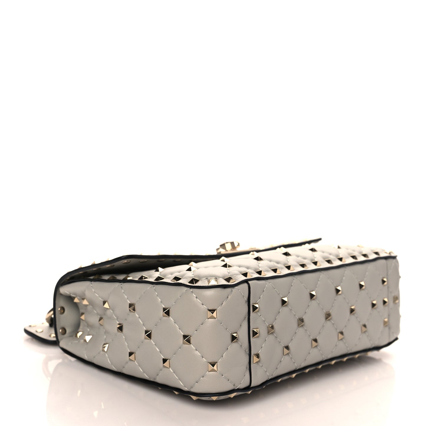 Nappa Medium Rockstud Spike Shoulder Bag Pastel Grey