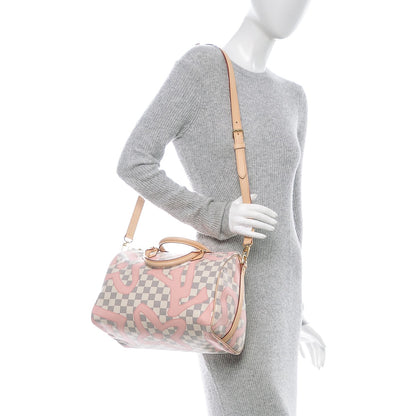 Louis Vuitton Damier Azur Tahitienne Speedy Bandouliere 30 Rose Ballerine 2 of 7