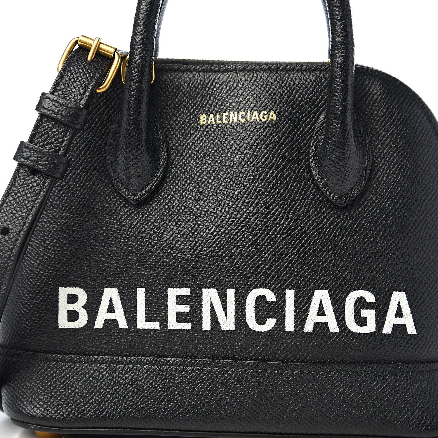 Balenciaga Signature Grained Calfskin XXS Ville Top Handle Bag Black White 10 of 10