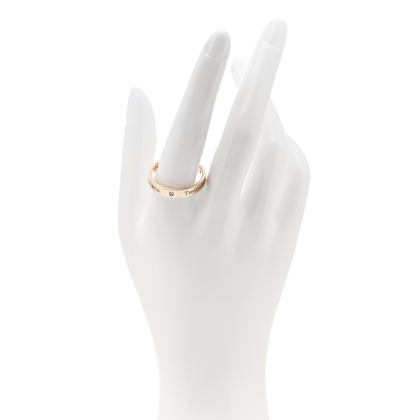 18K Rose Gold Diamond Logo Band Ring 64 10.75