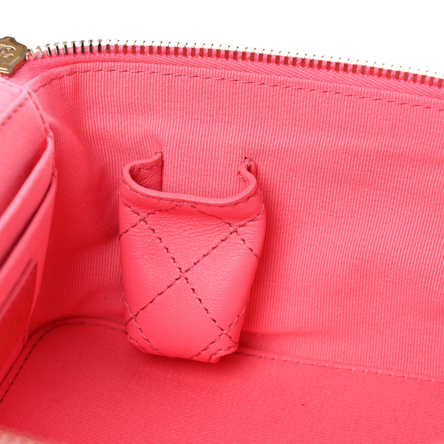 Chanel Calfskin Quilted Small Vanity Case With Chain Coral Pink 12 of 13