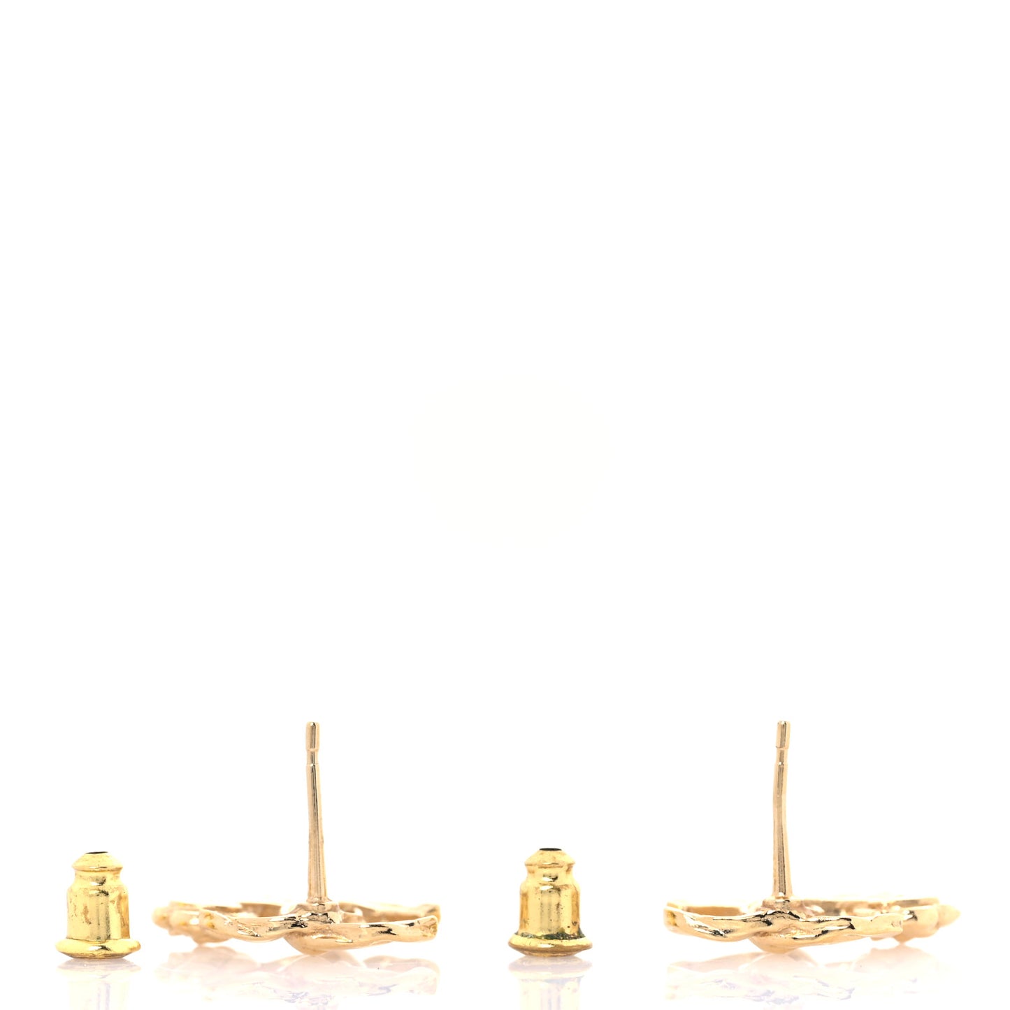 Metal Camellia CC Earrings Gold