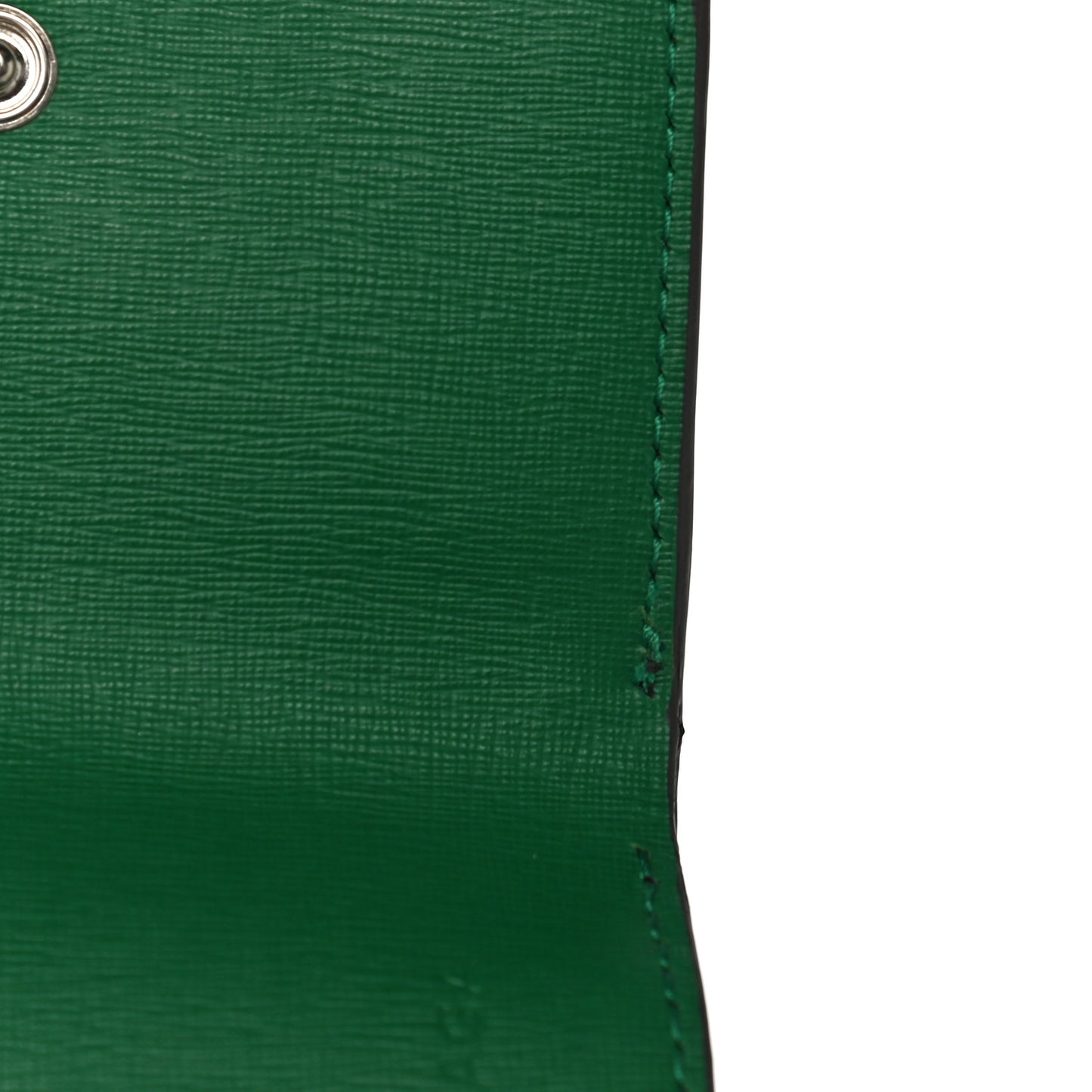 Striped Calfskin Logo Bi-Color Mini Wallet Grey Green