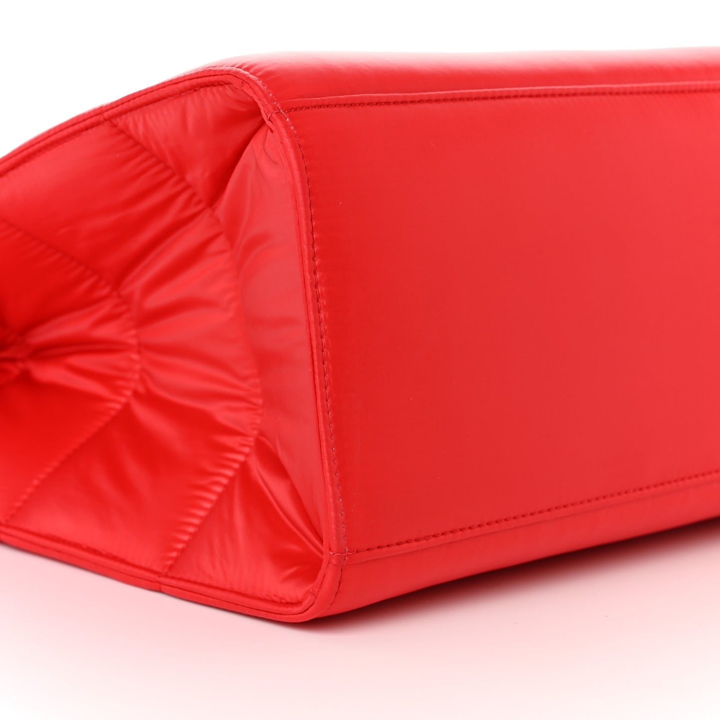 Nylon Large Puff Shopping Bag Red