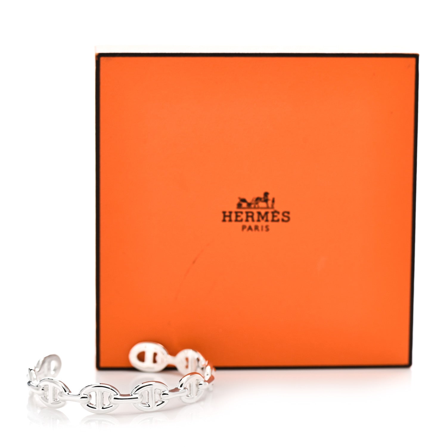 Hermes Sterling Silver MM Chaine d'Ancre Enchainee Cuff Bracelet ST 4 of 4