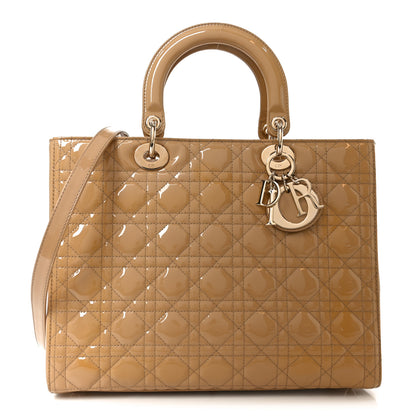 Christian Dior Patent Cannage Large Lady Dior Beige 1 of 11