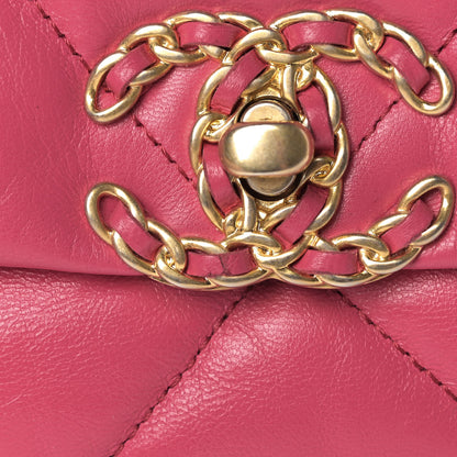 Chanel Goatskin Quilted Medium Chanel 19 Flap Dark Pink 10 of 10