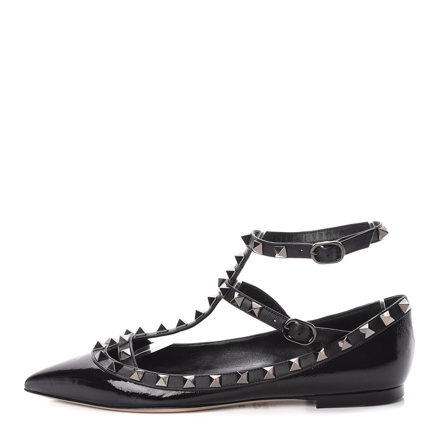 Patent Rockstud Cage Ballerina Flats 36 Black