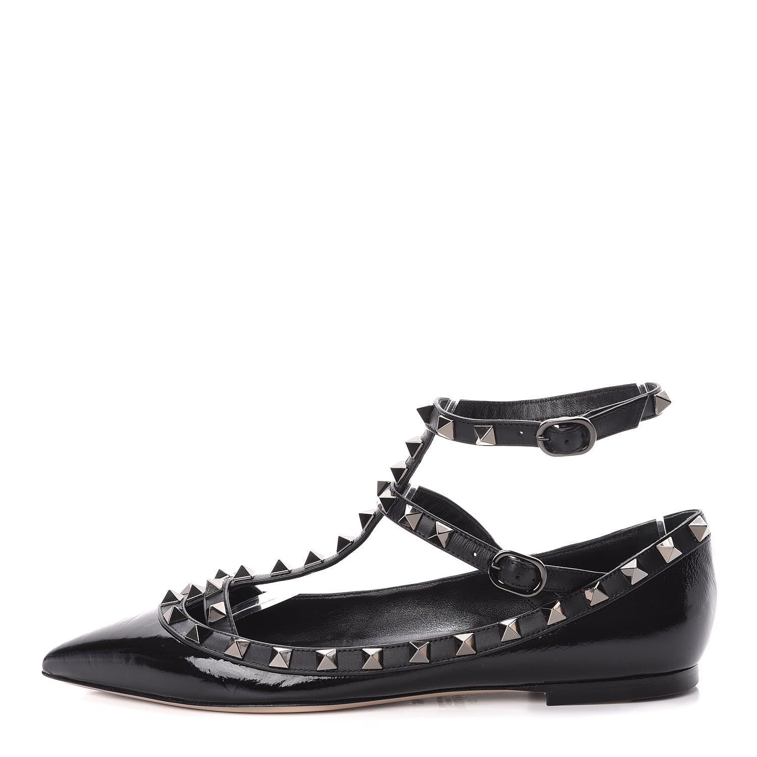 Valentino Garavani Patent Rockstud Cage Ballerina Flats 36 Black 1 of 9