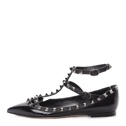 Valentino Garavani Patent Rockstud Cage Ballerina Flats 36 Black 1 of 9