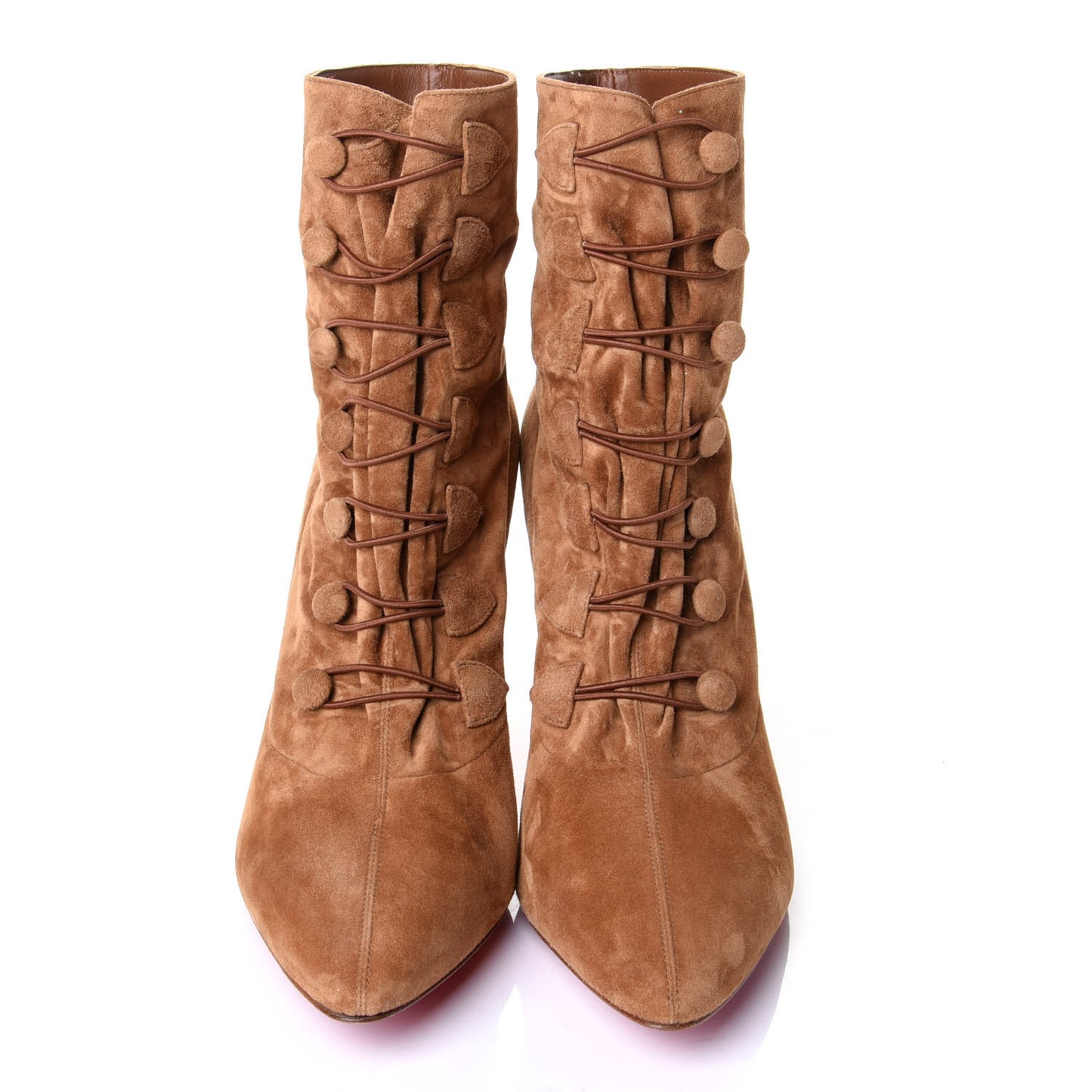 Veau Velours French Tutu Button Ankle Boot 41.5 Tan
