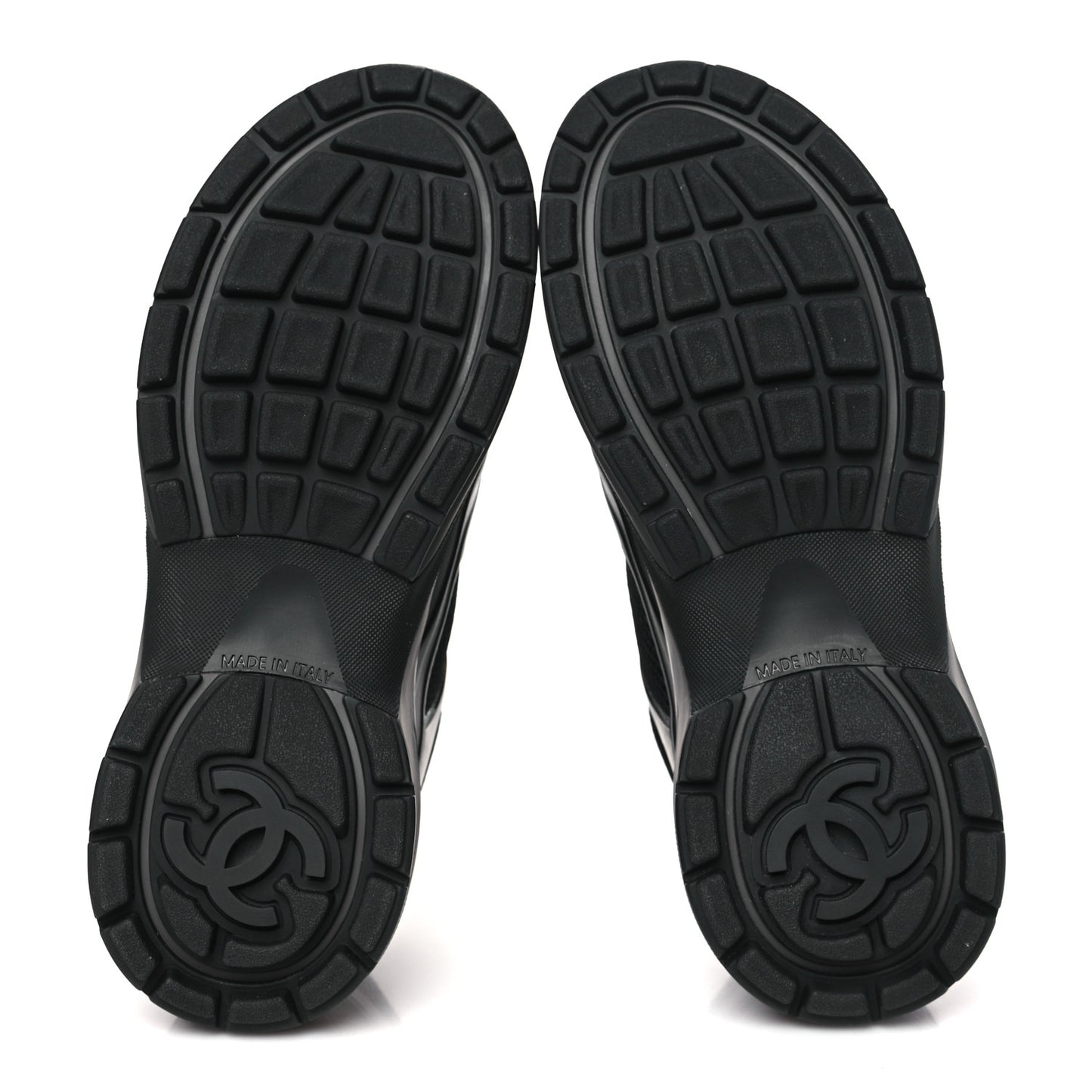 Fabric Laminated Calfskin Stretch CC Womens Sneakers 36.5 Black
