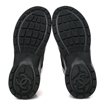 Chanel Fabric Laminated Calfskin Stretch CC Womens Sneakers 36.5 Black 5 of 9